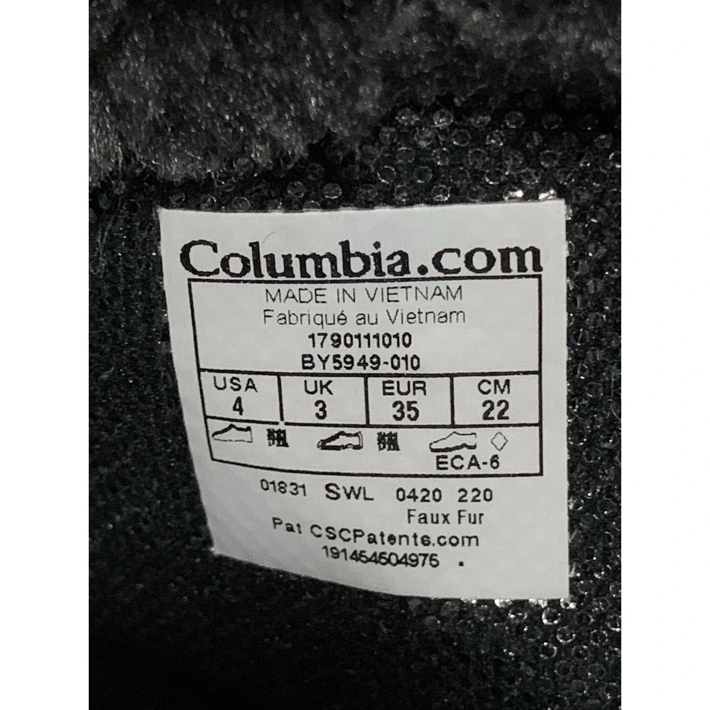 Columbia Minx Mid III Waterpoof Omni-Heat Winter Boots Black Girls Youth Size 4‎